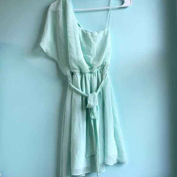 Express Dresses & Skirts - Express light green one shoulder dress Express Dresses & Skirts - Express light green one shoulder dress
